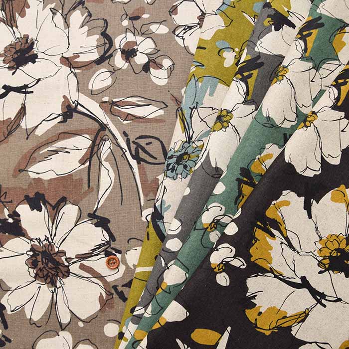 C/L canvas print fabric line flower - nomura tailor
