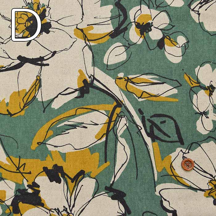 C/L canvas print fabric line flower - nomura tailor