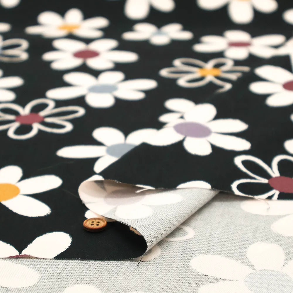 Cotton Oxford Printed Fabric - Simple Flower - nomura tailor