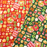 Cotton Sheeting Lame (Glitter) Printed Fabric - Christmas Cookies - nomura tailor