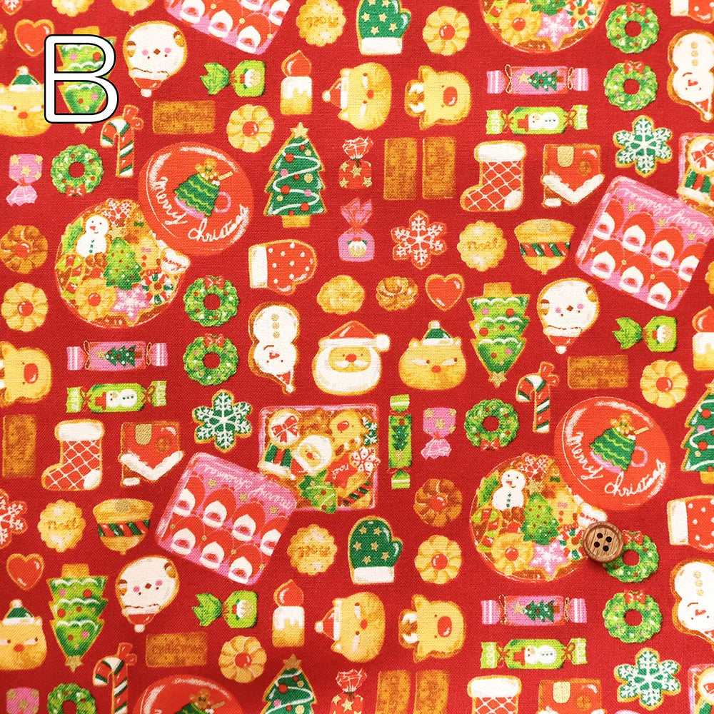 Cotton Sheeting Lame (Glitter) Printed Fabric - Christmas Cookies - nomura tailor