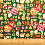 Cotton Sheeting Lame (Glitter) Printed Fabric - Christmas Cookies - nomura tailor