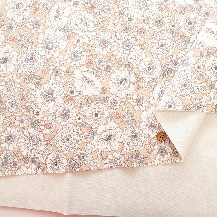 Cotton Oxford Laminated Fabric - Flowers - nomura tailor