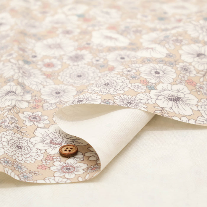 Cotton Oxford Laminated Fabric - Flowers - nomura tailor