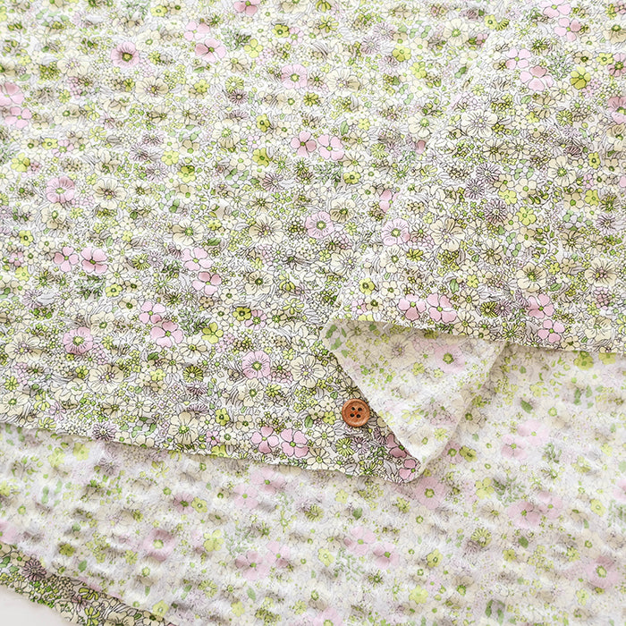 Cotton Ripple-printed Fabric - Small Flowers - nomura tailor