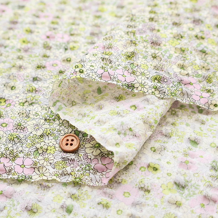 Cotton Ripple-printed Fabric - Small Flowers - nomura tailor