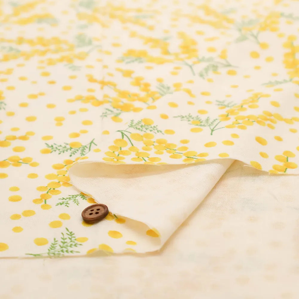 Cotton Double Gauze Printed Fabric - Mimosa - nomura tailor