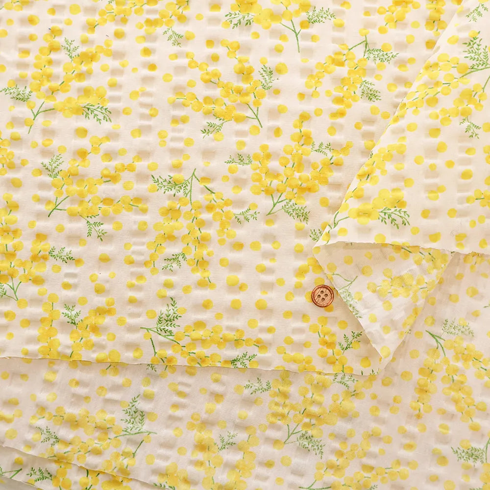 Cotton 80 Lawn Ripple-printed Fabric - Mimosa - nomura tailor
