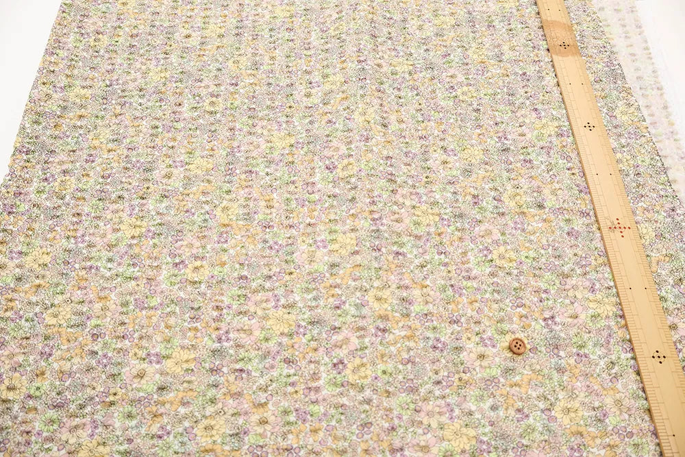 Cotton Ripple-printed Fabric - Flowers - nomura tailor