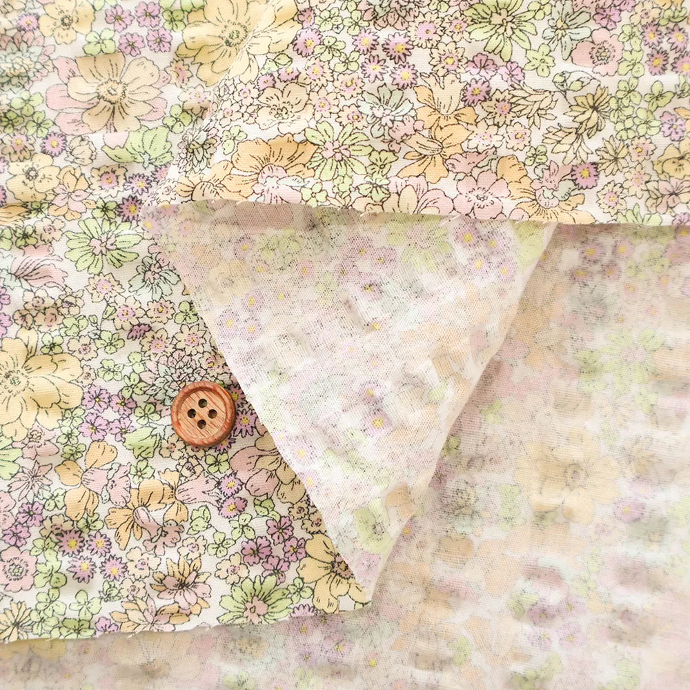 Cotton Ripple-printed Fabric - Flowers - nomura tailor