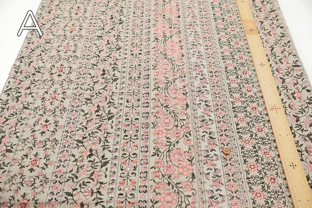 Cotton Ripple-printed Fabric - Ethnic Flowers - nomura tailor