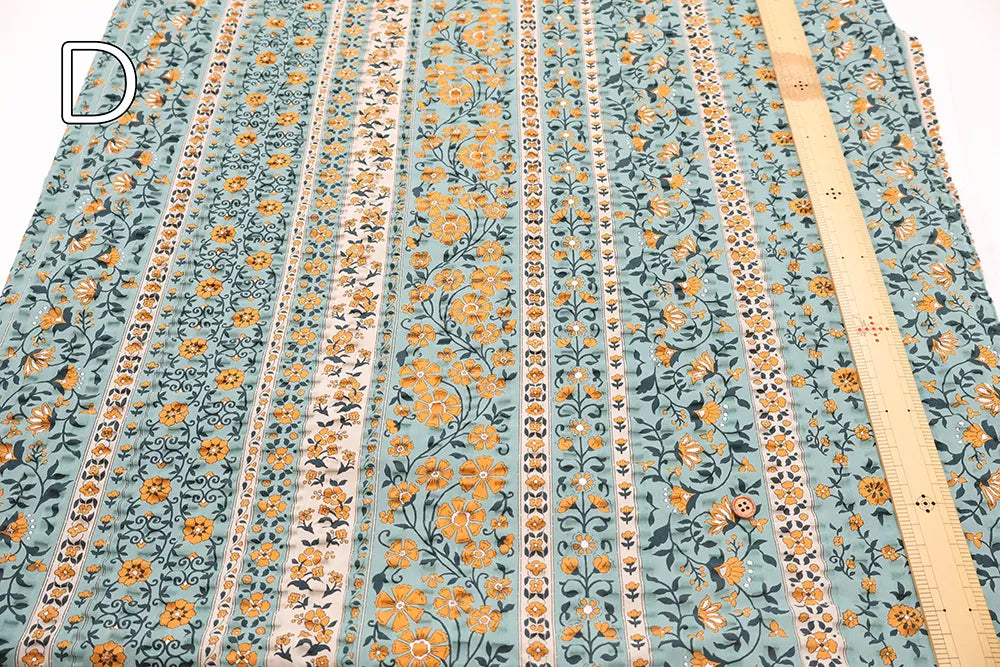 Cotton Ripple-printed Fabric - Ethnic Flowers - nomura tailor