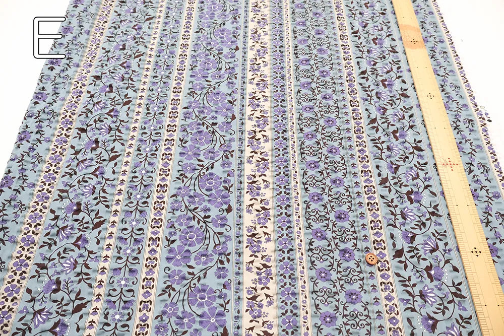 Cotton Ripple-printed Fabric - Ethnic Flowers - nomura tailor