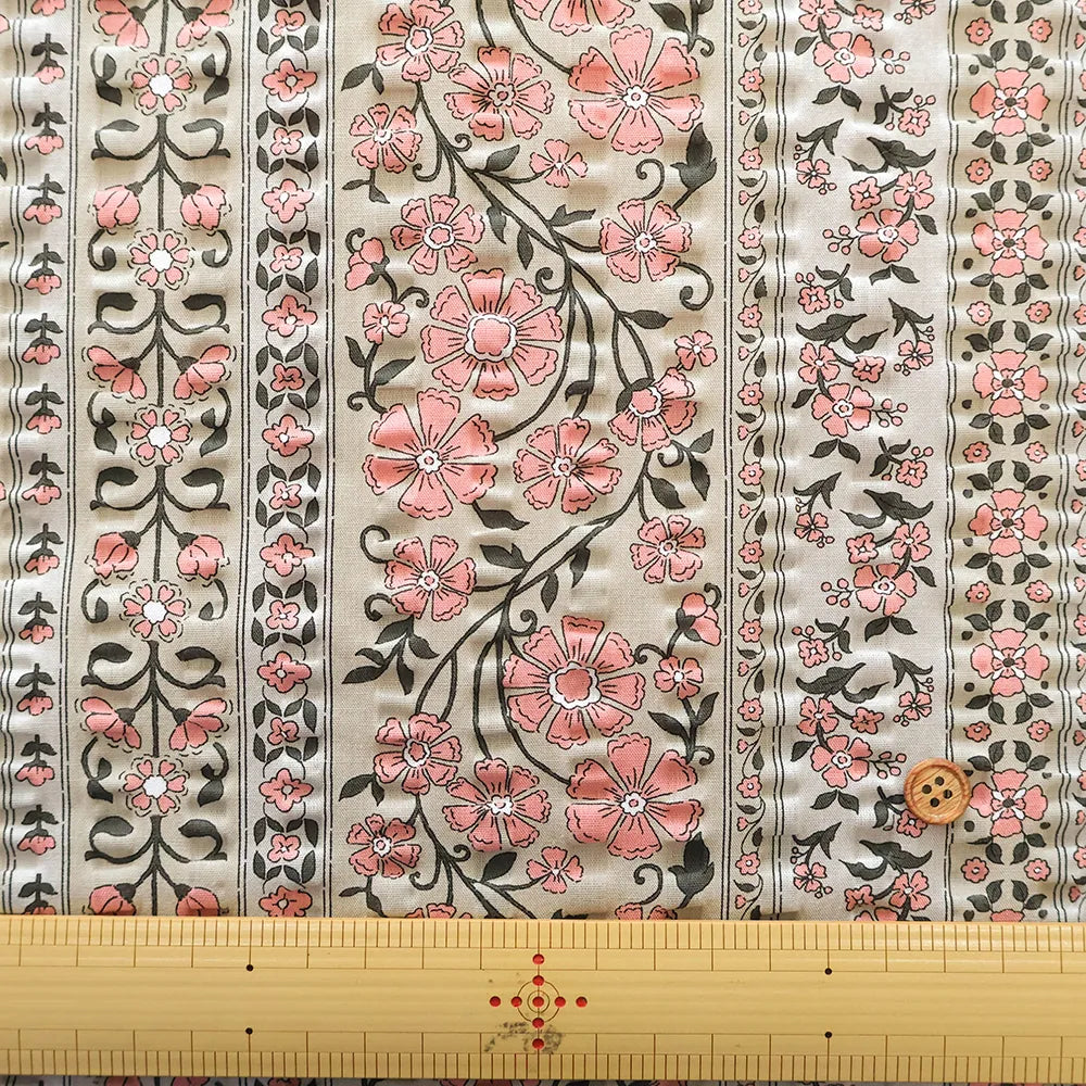 Cotton Ripple-printed Fabric - Ethnic Flowers - nomura tailor