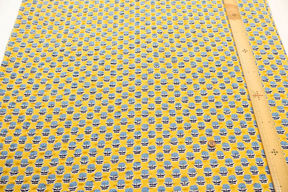 Cotton Ripple-printed Fabric - Ethnic Flowers - nomura tailor