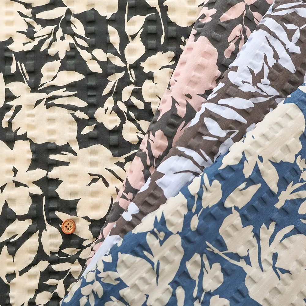 Cotton 80 Lawn Ripple-printed Fabric - Silhouette Flower - nomura tailor