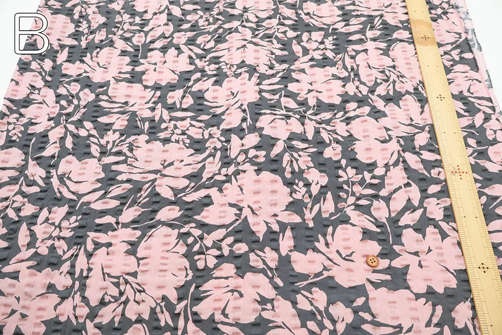 Cotton 80 Lawn Ripple-printed Fabric - Silhouette Flower - nomura tailor