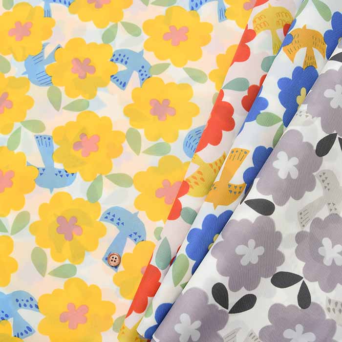 Water-repellent processed nylon-ox printed fabric Scandinavian flower - nomura tailor