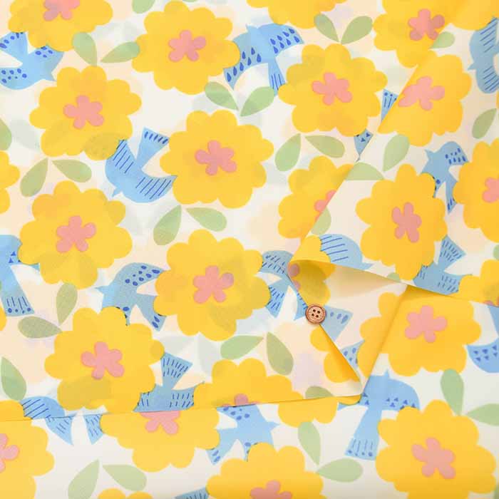 Water-repellent processed nylon-ox printed fabric Scandinavian flower - nomura tailor