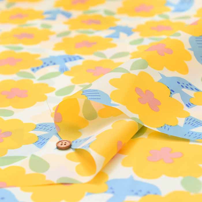 Water-repellent processed nylon-ox printed fabric Scandinavian flower - nomura tailor