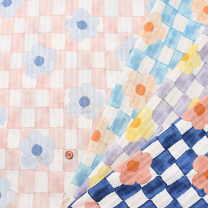 Cotton piqué dobby printed fabric ICHIMATSUMOYO - nomura tailor