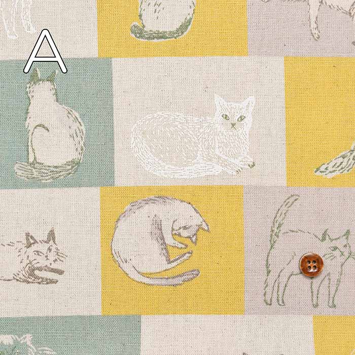 C/L Canvas Printed Fabric Block Cat - nomura tailor