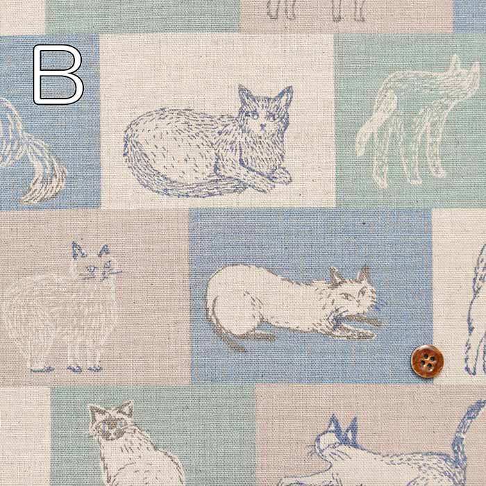 C/L Canvas Printed Fabric Block Cat - nomura tailor