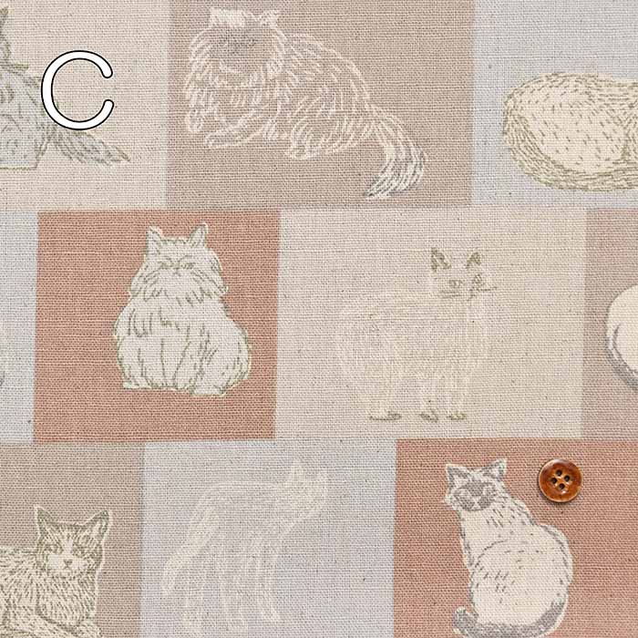 C/L Canvas Printed Fabric Block Cat - nomura tailor