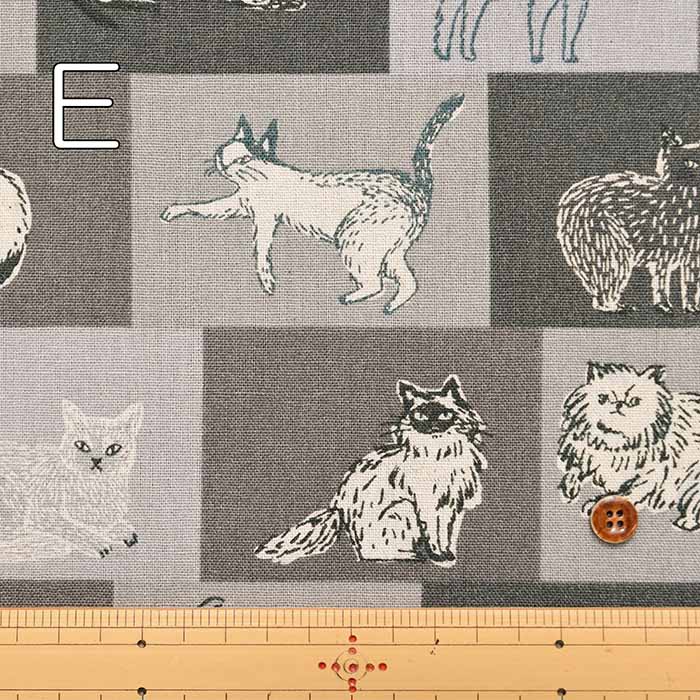 C/L Canvas Printed Fabric Block Cat - nomura tailor