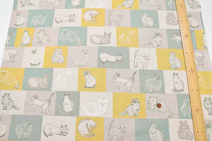 C/L Canvas Printed Fabric Block Cat - nomura tailor