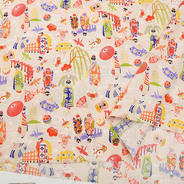 Cotton chintzy grame printed fabric Maiko - nomura tailor