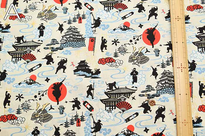 Cotton chinese glamour printed fabric Ninja - nomura tailor