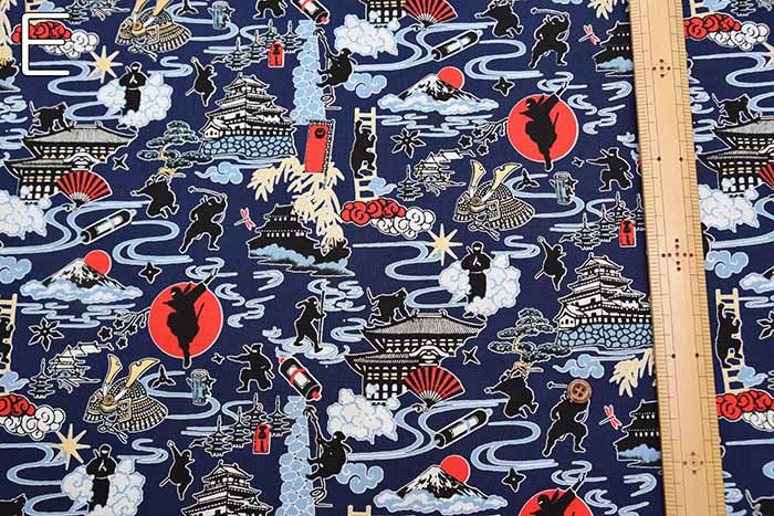 Cotton chinese glamour printed fabric Ninja - nomura tailor