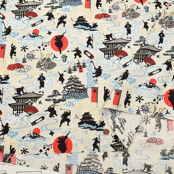 Cotton chinese glamour printed fabric Ninja - nomura tailor