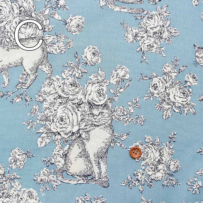 Cotton seating print fabric Royal Vintage Mirror Alignment Cat Jouy - nomura tailor