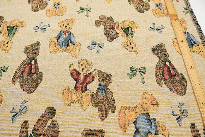 Made in China Polyester Gobelin Jacquard Fabric - Bear × Ribbon - nomura tailor
