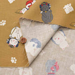 Fukuroiwa Collection cotton sheeting print fabric Maneki Neko - nomura tailor