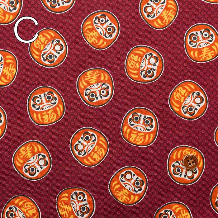 Fukuroiwa Collection cotton sheeting print fabric Daruma - nomura tailor