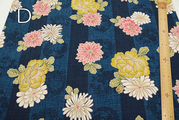 Cotton Southern Cross Fabric - Japanese Style Chrysanthemum - nomura tailor