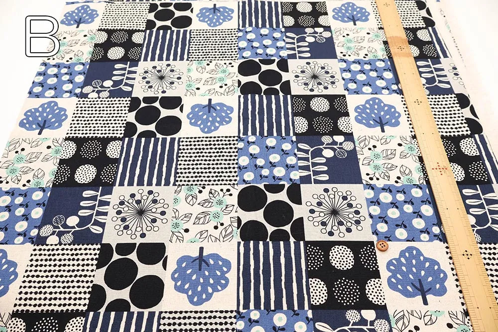 C/L Canvas Printed Fabric Nordic Tiles - nomura tailor