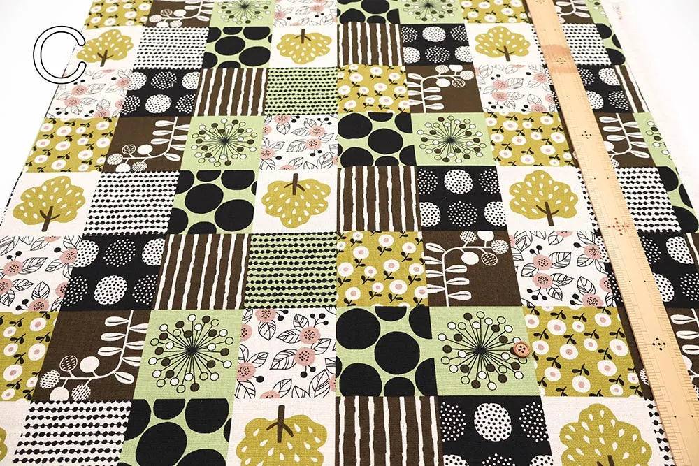C/L Canvas Printed Fabric Nordic Tiles - nomura tailor