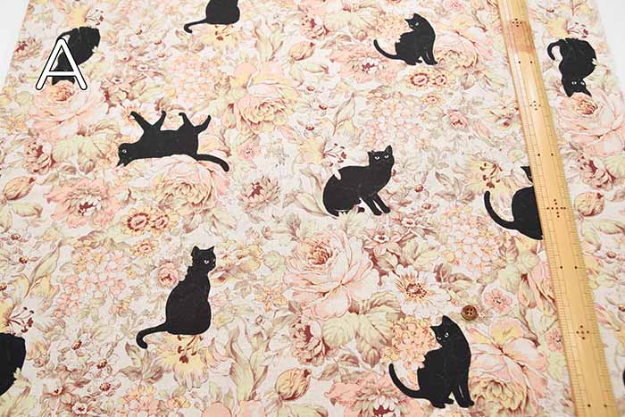 ALTO ALBERO COLLECTION C/L canvas print fabric Botanical Black Cat - nomura tailor