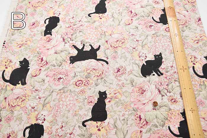 ALTO ALBERO COLLECTION C/L canvas print fabric Botanical Black Cat - nomura tailor