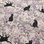 ALTO ALBERO COLLECTION C/L canvas print fabric Botanical Black Cat - nomura tailor