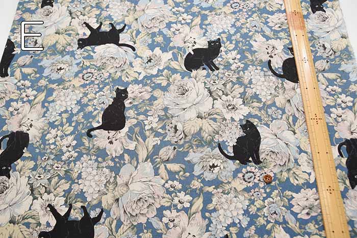 ALTO ALBERO COLLECTION C/L canvas print fabric Botanical Black Cat - nomura tailor