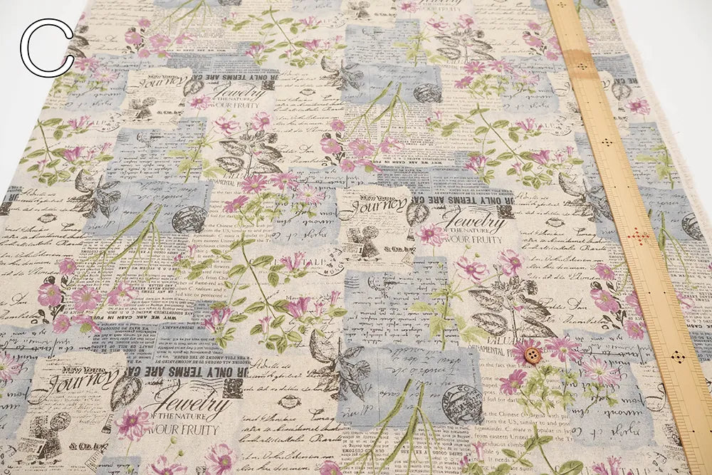 C/L Canvas Printed Fabric ALTO ALBEL COLLECTION 英字×フラワー - nomura tailor
