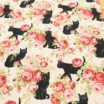 C/L Canvas Print Fabric - Cat Flower - nomura tailor