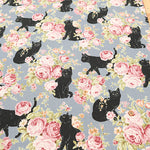 C/L Canvas Print Fabric - Cat Flower - nomura tailor