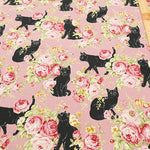 C/L Canvas Print Fabric - Cat Flower - nomura tailor