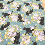 C/L Canvas Print Fabric - Cat Flower - nomura tailor